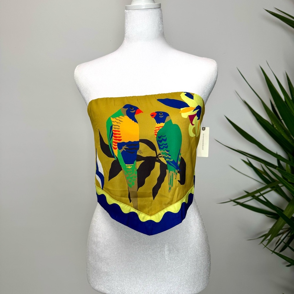 Anthropologie Mustard Yellow Tropical Parrot Bandeau Top - Picture 4 of 8